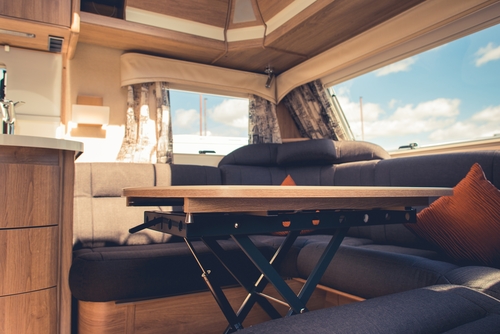 comfortable interior of a travel trailer