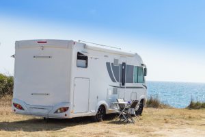 RV recreational vehicle parked at beach