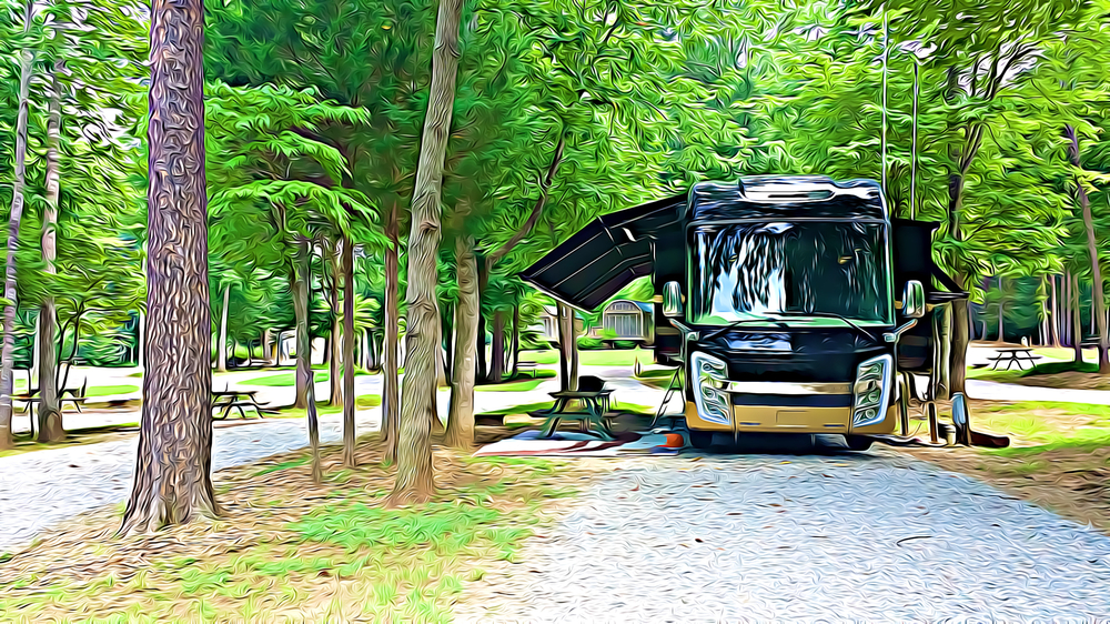 recreational vehicle rv parked at camp site