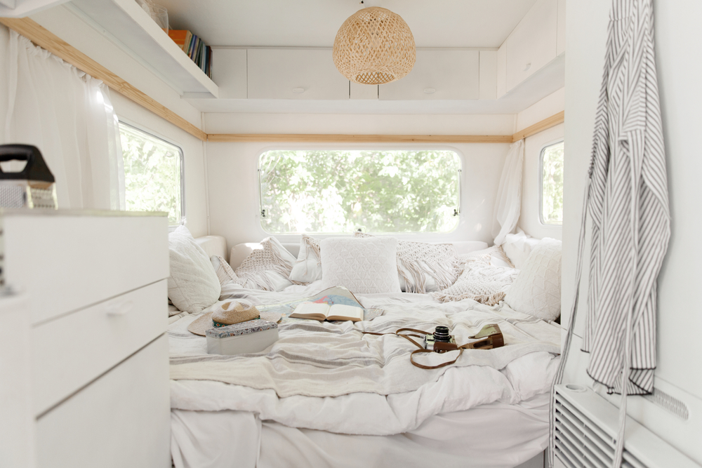 bedroom in rv trailer
