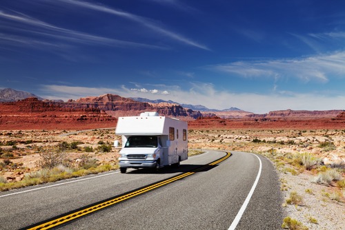 trailer on the road driving through Arizona