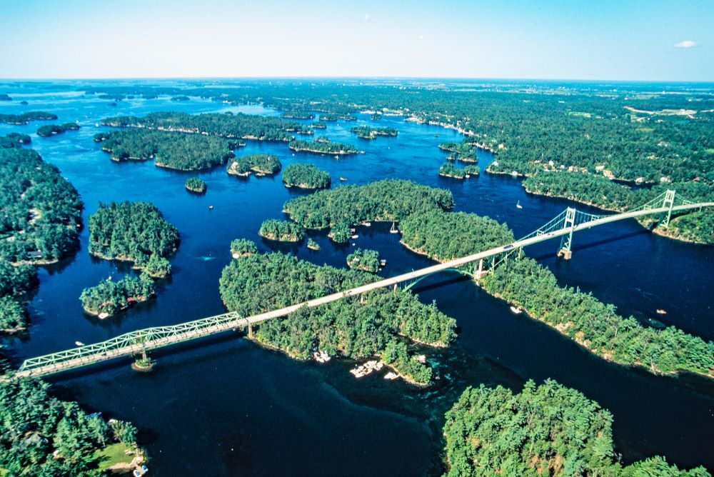 thousand islands ontario aerial shot